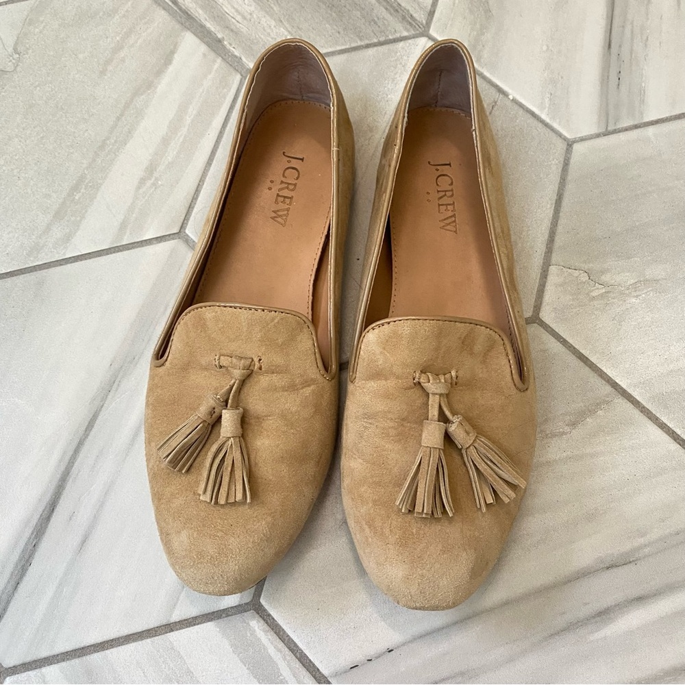 J. Crew Women's Beige Suede Tassel Loafers